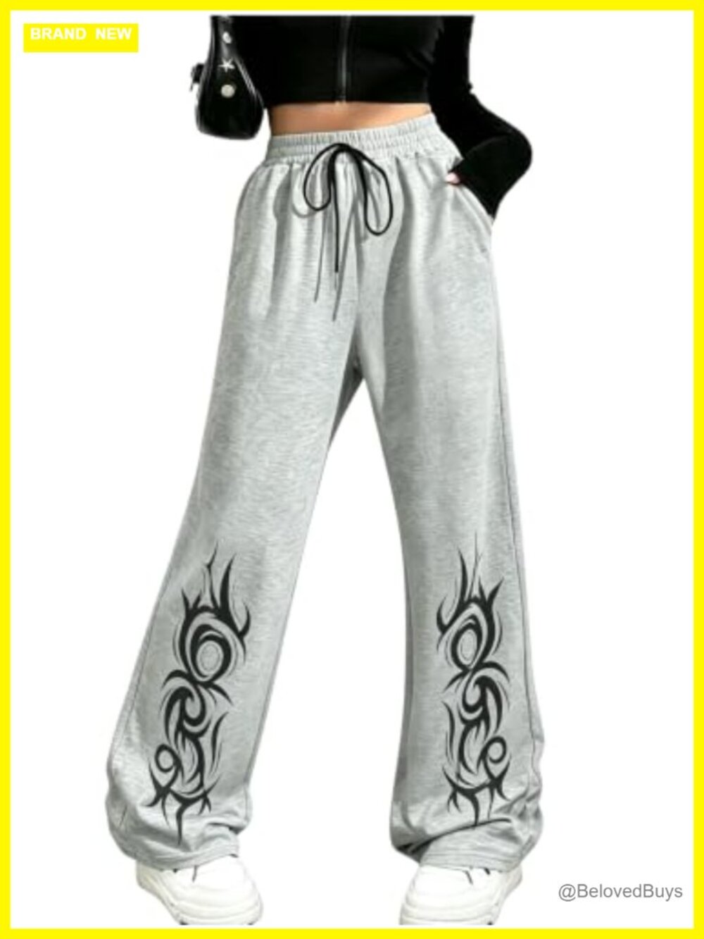 Wide Leg Gothic Sweatpants Drawstring Grunge Y2K Streetwear Pants